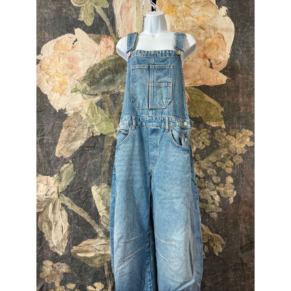 Free People We The Free Good Luck Barrel Dungarees Size M - Picture 6 of 13